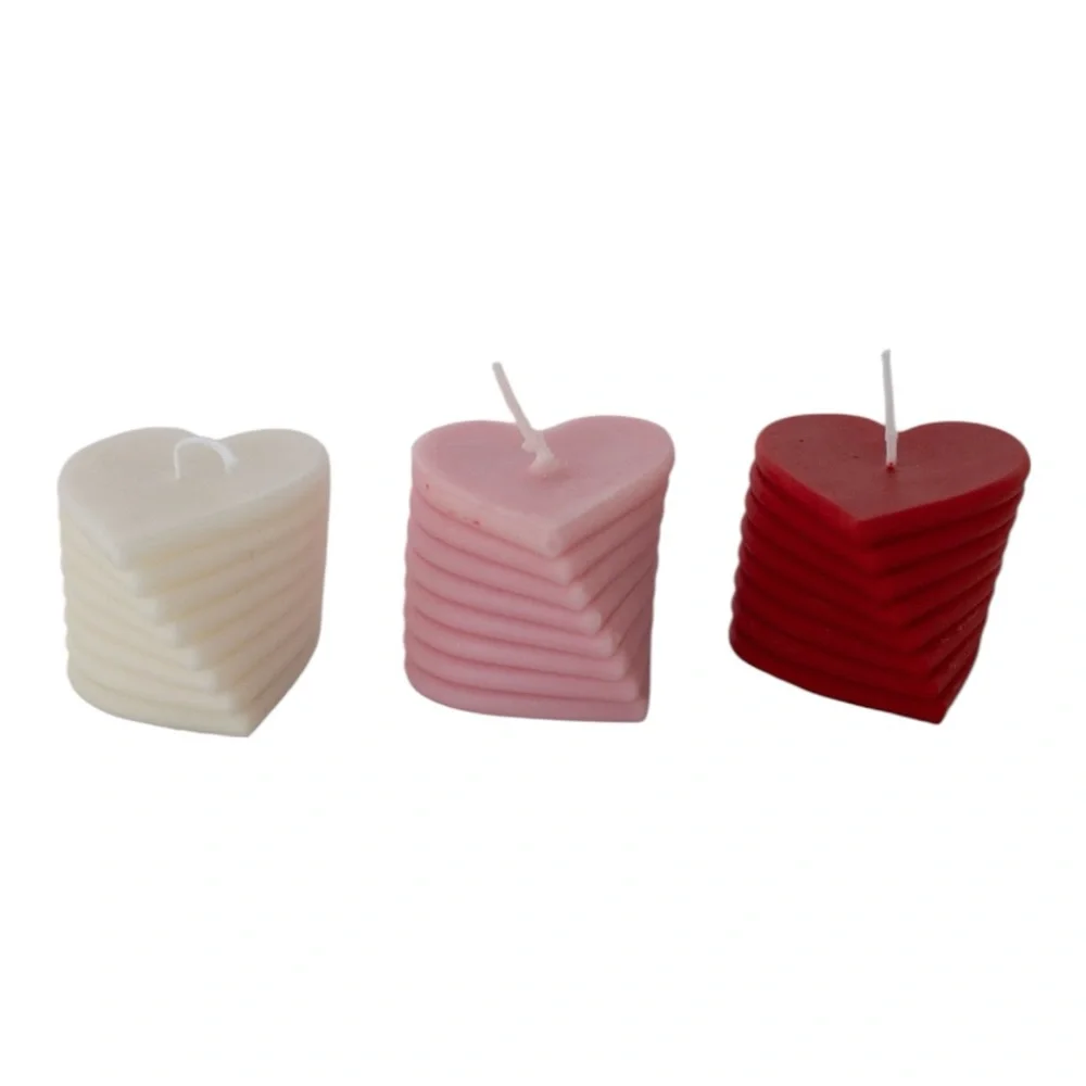 Heart Stack Votive Candles - Pink, Red & White - handmade